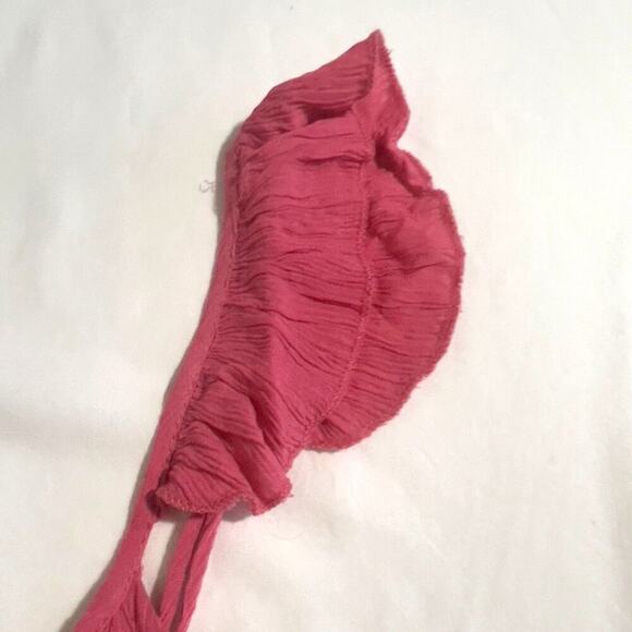 PATRONS OF PEACE Keyhole Crinkle Tank Ruffle Strap Bubble Gum NWT Medium - Picture 6 of 15